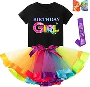 [Tutu and Sian] Birthday Girl Outfit - Birthday Girl Shirt, Tutu Dress, Birthday Girl Sash, Headband - Birthday Party Costume