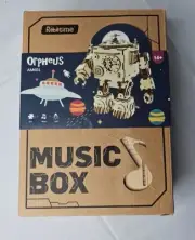 Robotime Orpheus Robot Music Box Steampunk 3D Wood Puzzle Model Kit NEW