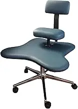 Double-Deck Cross-Legged Chair with Backrest and 5 Universal Wheels，Adjustable Height Kneeling Chair，360° Rotating Seat for Home Workers/Yoga Lovers