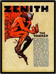 1916 Zenith Carburetors New Metal Sign: The Thinker - I am for Zenith!