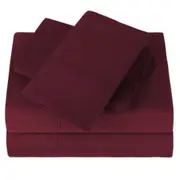 Burgundy Bed Sheet Set with Pillowcases