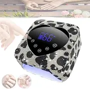 Milk Pattern Diamond Rechargeable Nail Lamp,Smart Sensing and Touch,30 Lamp Beads,5-Speed Timing,72w Dual Light Source Nail Lamp,for Nail Gel Polish for Home and Salon,White