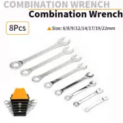 8Pcs 6-22mm Small Combination Wrench Imperial Open End Ring Spanner Hand Tools