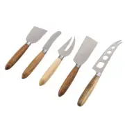 Davis & Waddell - Fine Foods Acacia and Stainless Steel 5pc Cheese Knife Set