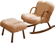 YVYKFZD Comfy Nursery Rocking Chair, Upholstered Glider Chair, Solid Wood Lounge Chair with High Backrest, for Nursing Baby, Reading, Load Capacity 140kg (Color : Khaki 1)