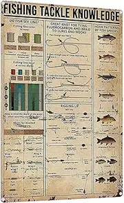 Fisssure Metal Sign Fishing Knowledge Vintage Art | Bass Fishing Knowledge Poster - Wall Art Metal Sign for Fishing Lovers, Unique Room Decoration for Bar