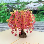 Handmade Red Gold Tree Of Love Hearts 3D Pop Card - Gold Cover
