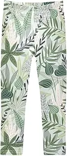 [Joisal] Red Hot Chili Pattern Legging for Girls, Ideal for Leggings for Teen Girls, Kids Pants Girls, Girls Leggings 4t, Hawaii Leaves, 7-8 Years