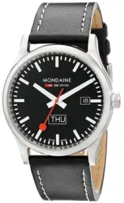 Mondaine Men's Watches A667.30308.19SBB Day-Date 41mm Leather Band Watch