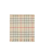 Burberry Kids Checked Fringed Baby Blanket One size light stone color