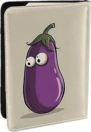 [JEJEA] Cartoon Eggplant Print Travel Organizer Credit Cards Case Passport BookPassport Holder Cover Wallet forTraveling,, Black, One Size
