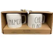 Rae Dunn White Parmesan And Chili Flake Ceramic Shakers Set NEW