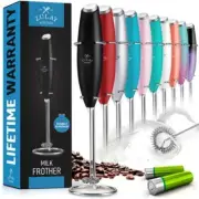 New Zulay Powerful Milk Frother Handheld Foam Maker for Lattes - Black