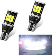 cerfioo Pack-2 Car T15 Illumination Lights, 0.55" x 1.57" 3535 Chip Super Bright LED Reverse Light Bulb, High Power Decoding Plug and Play Lamps, Universal Bulbs Replacement for Cars (White)