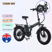 20" Fat Tyre 1500W Electric Bicycles eBike Electric Scooter Unisex Adults Green