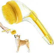 Dog Brush for Bathing | Soft Silicone Bristles, Long Handle Shampoo Brush for Dogs Bath with Soap Dispenser,Dog Soap Scrubber Pet Grooming Bath Brush for Pet Bathing, Combing Hair, Daily Cleaning