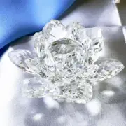 A Crystal Lotus Flower Figurine Valentine Wedding Decor Glass Craft9826