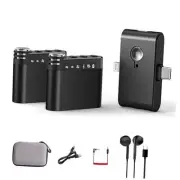 M9 Wireless Lavalier Microphone for iPhone(14/15/16)/Android Black ( 2TX+1RX)