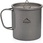 Camping Cup, Alloy Folding Handle, Travel Cup, Alloy Water Cup, Pure with lid, Cup, Lightweight and Easy to Store, Camping Tableware 450ML