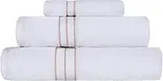 [Superior] Turkish Cotton Ultra-Plush 3-Piece Towel Set, Ideal for Master Bath, Guest Bathroom, Fast Drying, Shower, Spa, Face/Washcloths, Hand, Bath Towels, Absorbent, Home Basics, Tea Rose