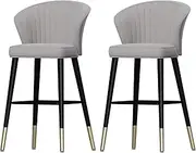 Swivel Adjustable Hydraulic Bar Stool Set of 2 with Backs and Black Legs Tall Barstool for Home Kitchen Dining Room