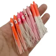 Pack Of 10 Sea Saltwater Squid Lures Glow In The Dark 6cm Easy To Use& Install