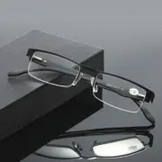 4 Pairs Black Mens Rectangular Half Frame Reading Glasses Spring Hinge Readers
