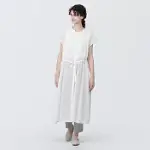 【MUJI 無印良品】女強撚法式袖洋裝 S 白色