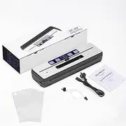Vacuum Sealer Automatic Sealing Machine One Touch Automatic Sealing for Food Preservation Dry Moist Sealing Modes with Built-in Cutter Starter Kit Easy Cleaning Stainless Steel Panel