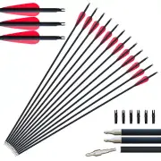 31in 6/12pcs Carbon Arrows Hunting Archery Target Arrows Recurve Bow Longbow