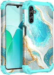 [Hocase] for Galaxy A14 5G Case, Heavy Duty Shockproof Protection Soft Silicone Rubber Bumper+Hard Plastic Hybrid Protective Case for Samsung Galaxy A14 5G (6.6'' Display) 2023 - Teal