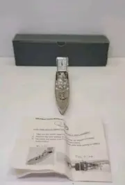Vintage Sanis Battleship War Ship Clock - New - Silver Metal