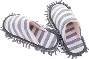 KOCKSHION 1 Pair Floor Clean Slippers Dust Mop Slipper Mop Shoe Floor Shoes Bridal Slippers Devil Indoor Remover Power Scrubber Cleaning Slipper Foot Bathroom Mopping Men Grey