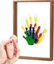 Hand Print Mold Kit - Family Handprint Keepsake | Transparent Photo Frame Hangable Home Desk Ornament For Baby Shower Nursery