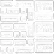 25 Piece Clear Plastic Drawer Organizers Set, 4-Size Modular Stackable Trays for Bathroom, Desk, Makeup, Jewelry, Kitchen Utensils and Home Storage,Shatter-Resistant, Anti-Slip Drawer Dividers
