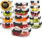 15-Pack Glass Food Storage Containers, Airtight Lids, BPA-Free for Meal Prep