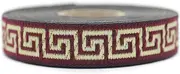 11 Yard Spool 1.62" Wide Gold Burgundy Greek Key Jacquard Trim Embroidered Ribbon Woven Border Banding Trims 16062