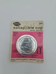 NOS Vtg Aluminum Telescoping collapsible drinking cup Small Camping Hiking & Lid