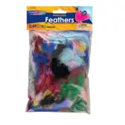 Turkey Plumage Feathers, Assorted Bright Hues, Assorted Sizes, 14 grams