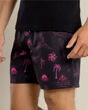 [Skylark] Skylark Men's Recline Elastic Waist Shorts in Black/Pink Size XL XL Black/Pink