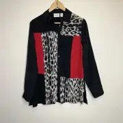 Chico’s Women's Size 0 Color Block Blouse Solid Animal Print Shear Glam Mob Wife