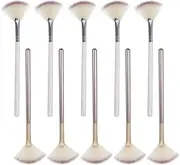 OFFIGAM 10pcs Fan Makeup Brush Precision Highlighter Applicator for Women for Travel Go for Facial Supplies and Mask Application