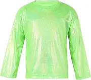[iEFiEL] Kids Girls Boys Bronzing Cloth Pullover Dance Shirt Modern Stage Show Shiny Metallic Dancing Tops