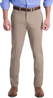 [Haggar] Men's Iron Free Premium Khaki Slim-Straight Fit Flat Front Flex Waist Casual Pant