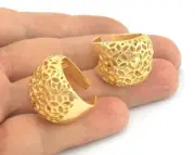 Shiny Gold Plated Adjustable Ring brass 19mm 9US inner size - Adjustable 2667
