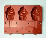 3 Cup Silicone Ice Cream Cake Mold Cupcake Treat Lollipop Maker Frozen Popsicle