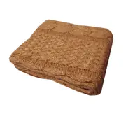 Cable Knitted Throw Rug 127 x 152 cm (Brown, Grey, Red)