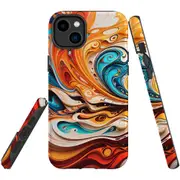For iPhone 14 Plus Tough Protective Cover, Swirling Gold