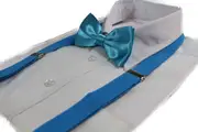 Mens Sky Blue 100Cm Suspenders & Matching Bow Tie Set