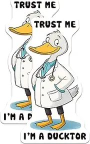 (2 Pack) Trust Me I'm a Ducktor Magnets - Funny Duck Magnets - Humorous Animal Fridge Magnets - 5" On Longest Side - for Cars, Refrigerators, Toolboxes, Lockers - Made in USA BMCS3317